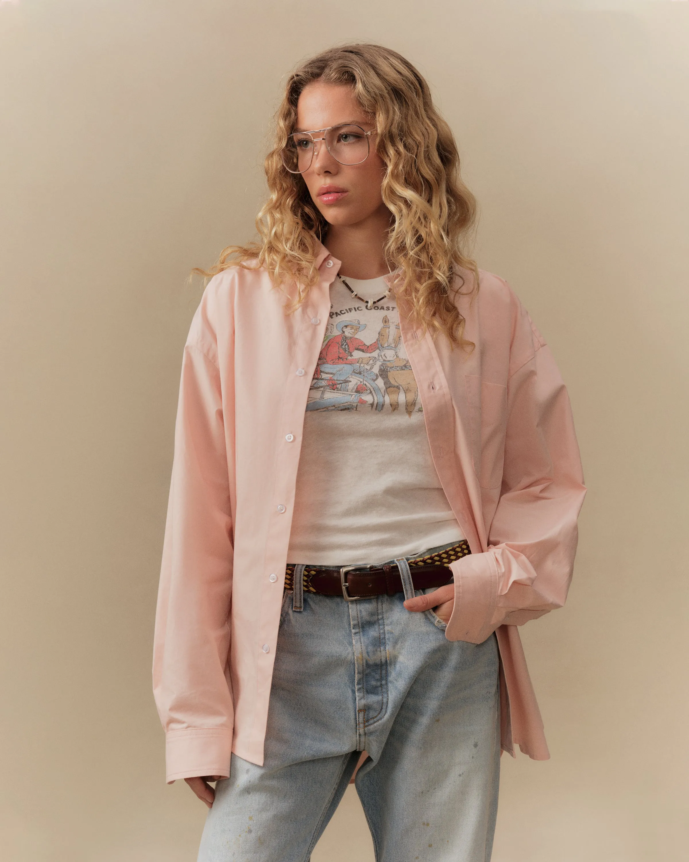 Boxy Oxford Shirt (Pink) sold by Cherry LA product image thumbnail 4