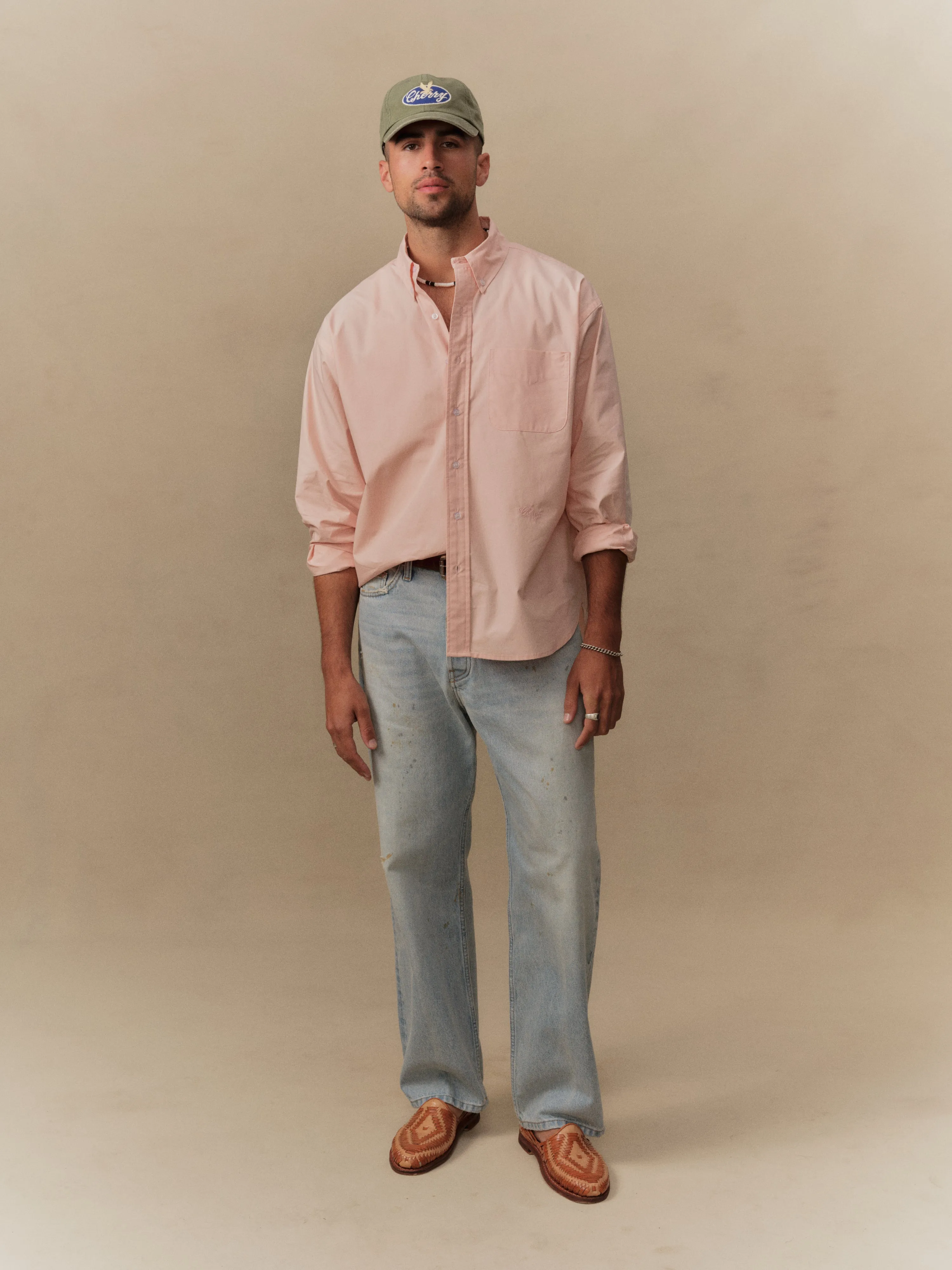 Boxy Oxford Shirt (Pink) sold by Cherry LA product image thumbnail 2