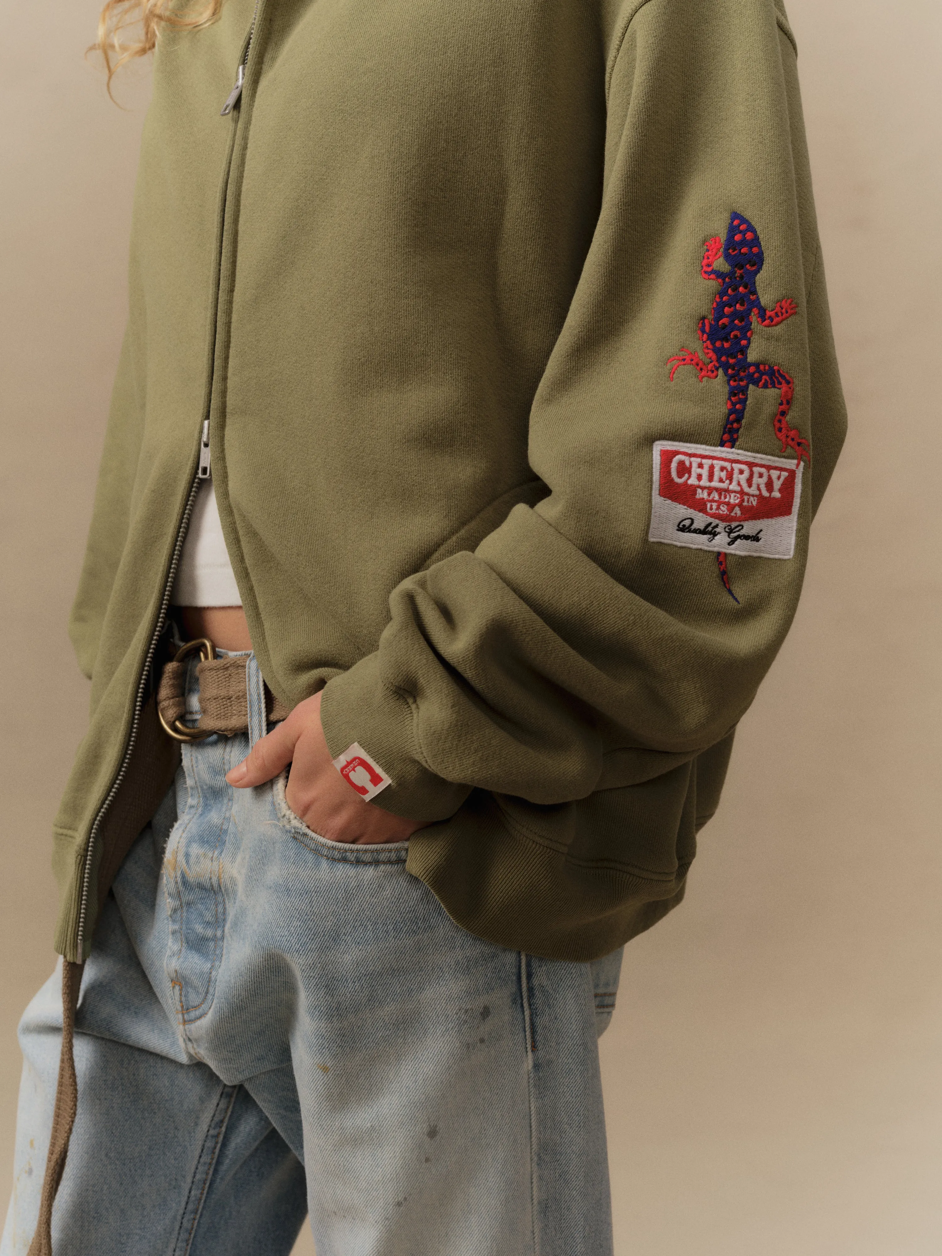 Gecko Zip Up Crew (Cactus) sold by Cherry LA product image thumbnail 4
