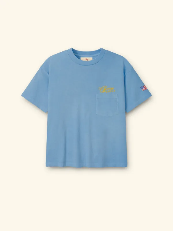 5 Star Boxy Pocket T-Shirt (Sky Blue) made by Cherry LA