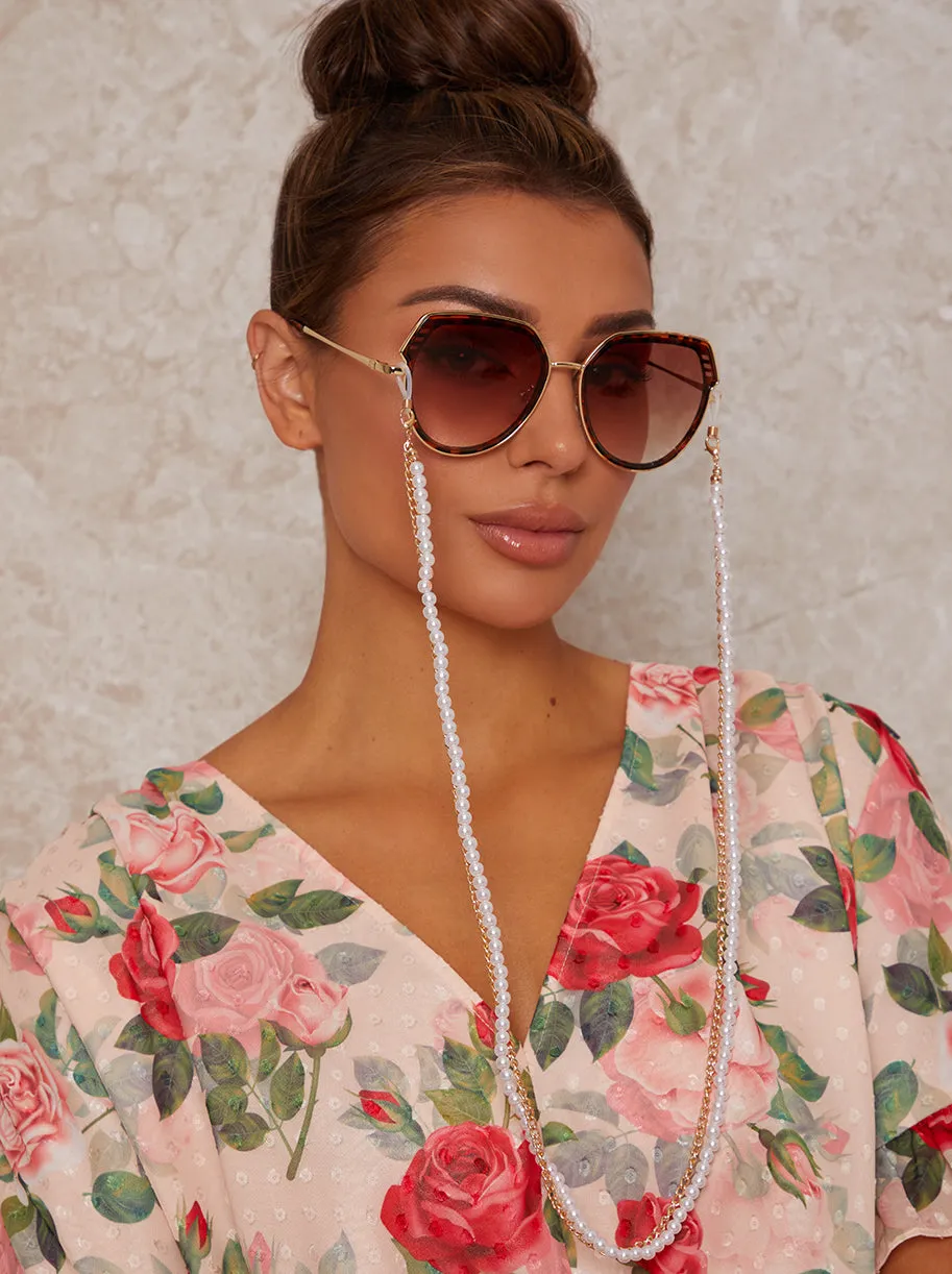 Pearl & Chain Detail Sunglasses Chain in Gold sold by Chi Chi London product image thumbnail 2