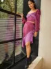 Asymmetric Midi Satin Skirt in Purple sold by Chi Chi London