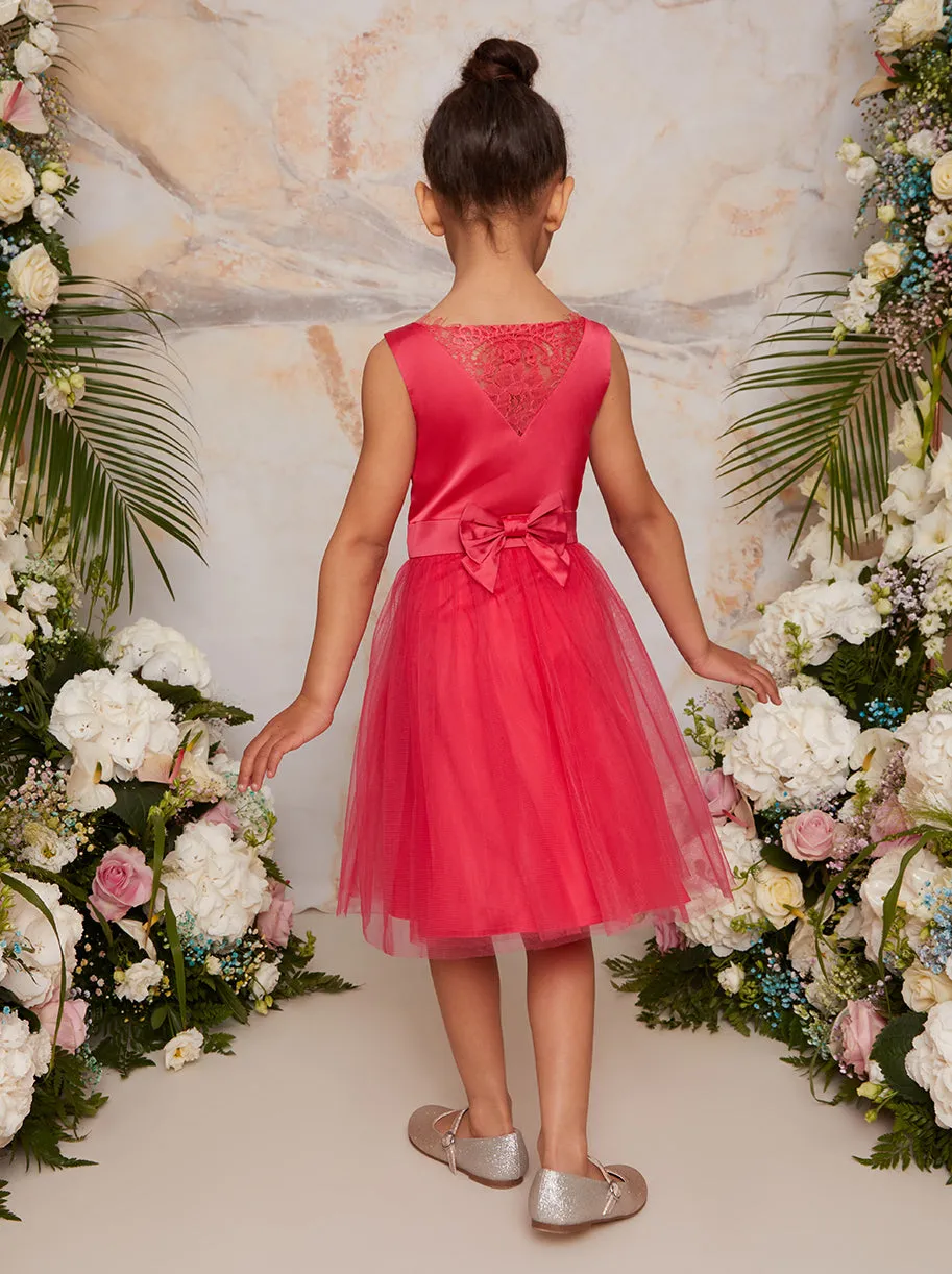 Girls Satin Bodice Tutu Midi Dress In Fuschia sold by Chi Chi London product image thumbnail 3