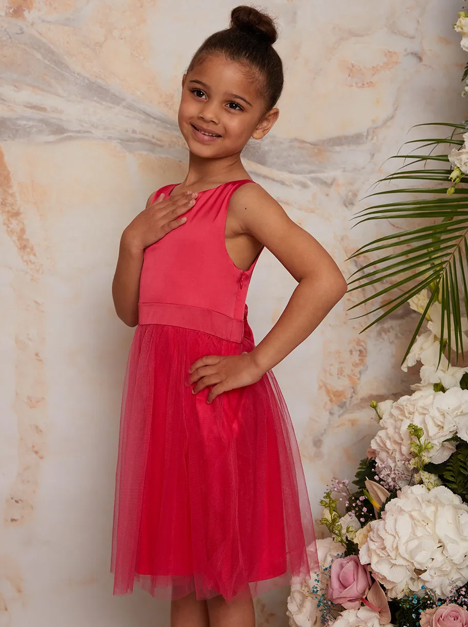 Girls Satin Bodice Tutu Midi Dress In Fuschia sold by Chi Chi London product image thumbnail 2
