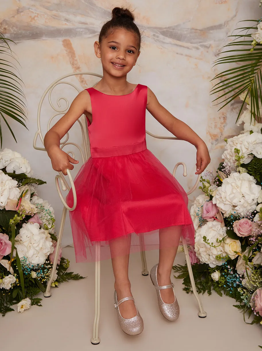 Girls Satin Bodice Tutu Midi Dress In Fuschia sold by Chi Chi London product image thumbnail 4