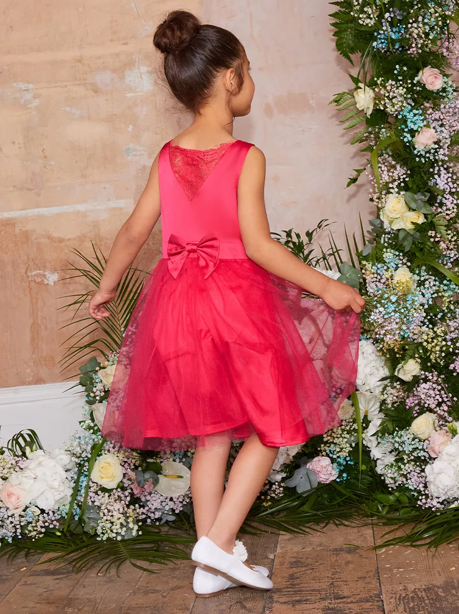 Girls Satin Bodice Tutu Midi Dress In Fuschia sold by Chi Chi London product image thumbnail 5
