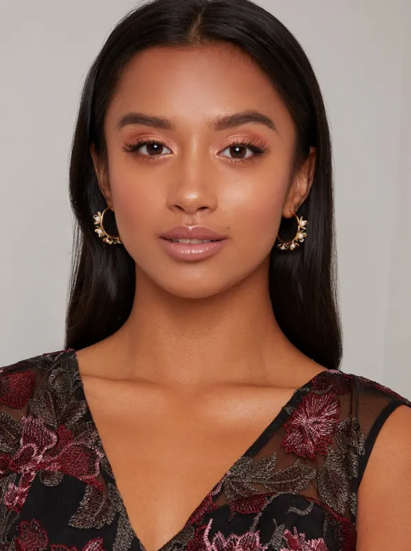 Floral Gold Cluster Earrings sold by Chi Chi London