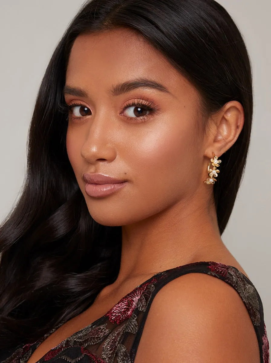 Floral Gold Cluster Earrings sold by Chi Chi London product image thumbnail 2