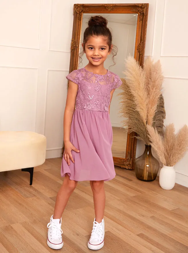 Younger Girls Embroidered Midi Dress in Purple sold by Chi Chi London product image thumbnail 5