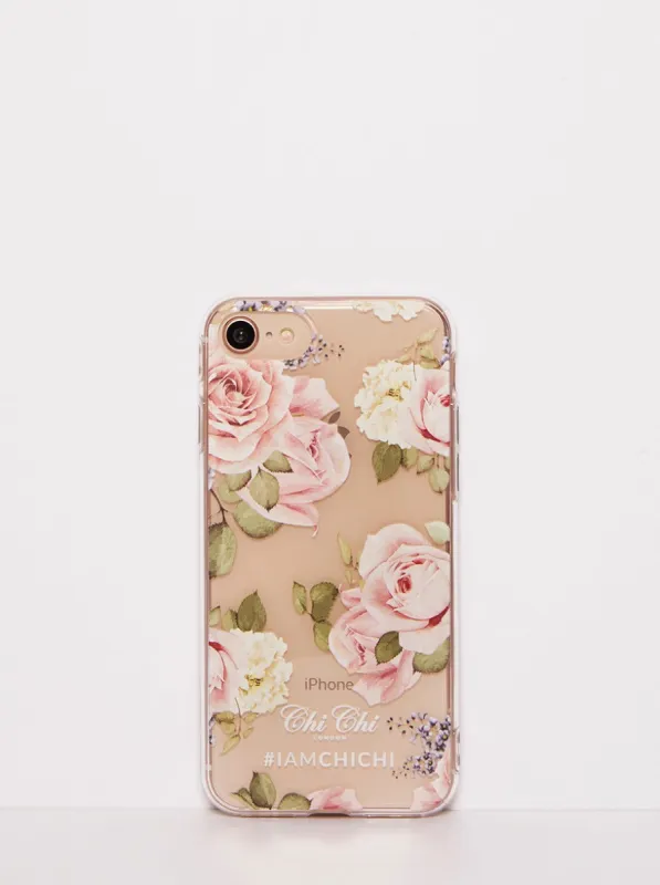 Floral Rose Print Phone Case in Light Pink sold by Chi Chi London
