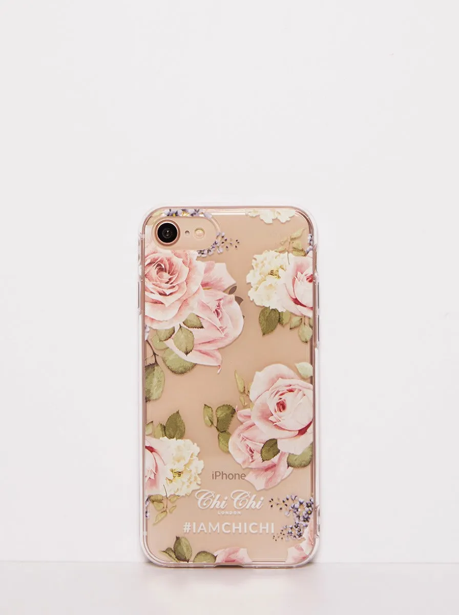 Floral Rose Print Phone Case in Light Pink sold by Chi Chi London