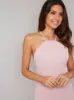 Halterneck Lace Back Midi Dress In Mink sold by Chi Chi London