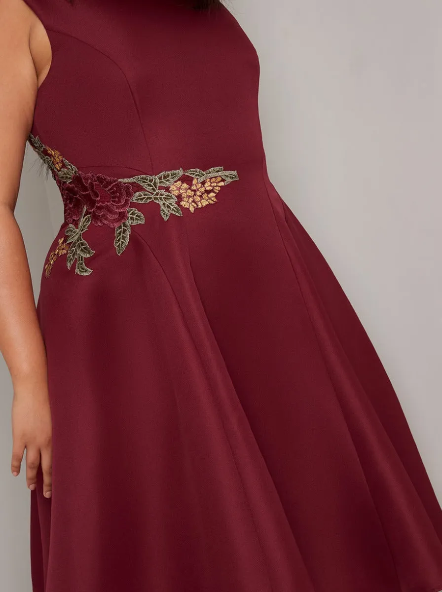 Plus Size Applique Midi Dress in Red sold by Chi Chi London product image thumbnail 2