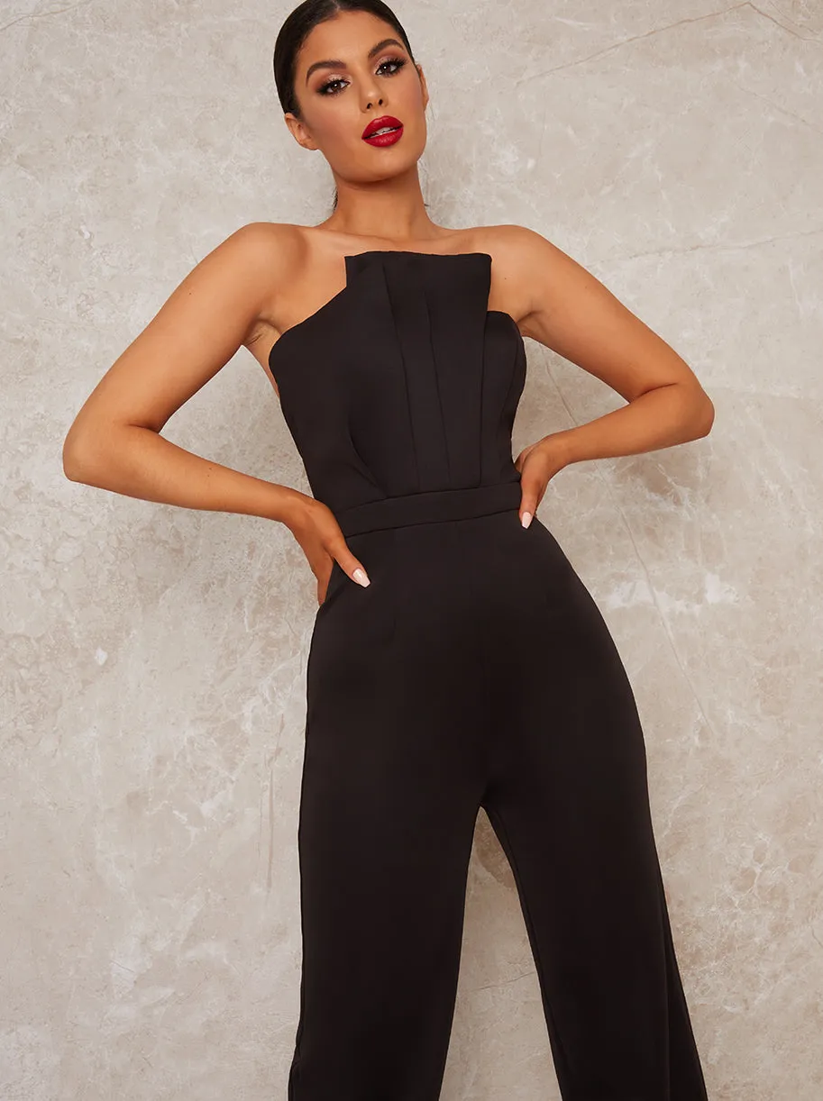 Strapless Pleat Bodice Jumpsuit in Black sold by Chi Chi London product image thumbnail 3