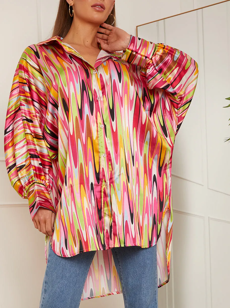 Oversized Sleeve Abstract Print Shirt in Pink sold by Chi Chi London product image thumbnail 4