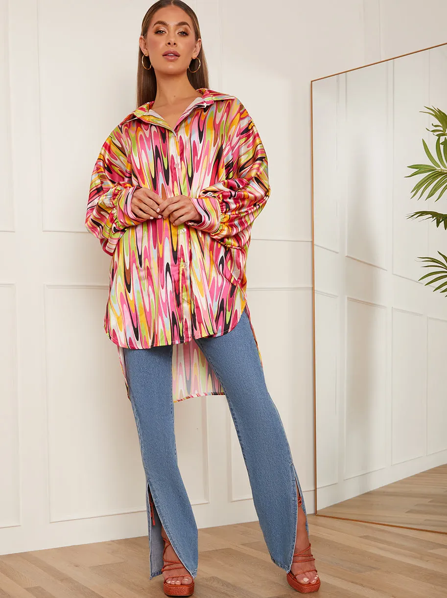 Oversized Sleeve Abstract Print Shirt in Pink sold by Chi Chi London product image thumbnail 3