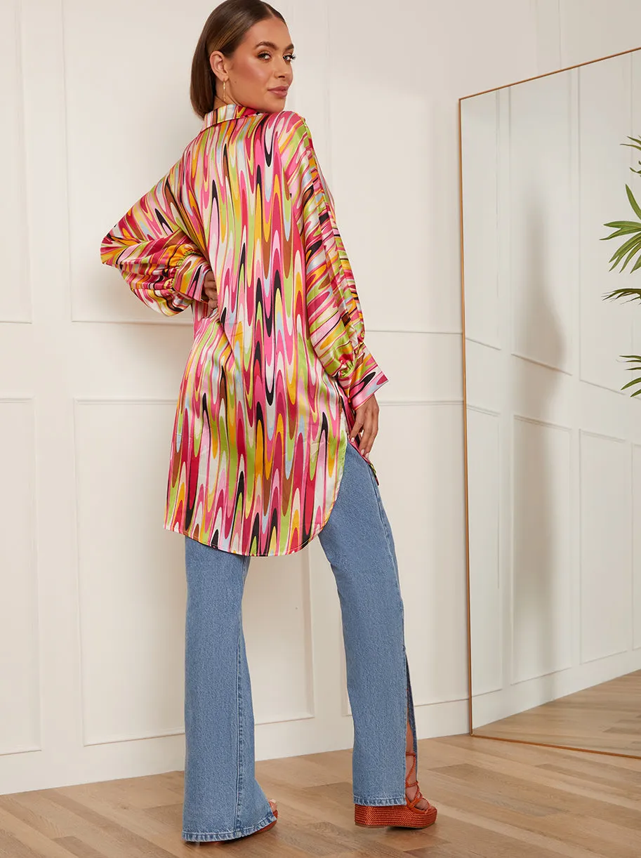 Oversized Sleeve Abstract Print Shirt in Pink sold by Chi Chi London product image thumbnail 5