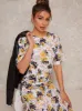 Flutter Sleeve Floral Print Midi Day Dress in White sold by Chi Chi London
