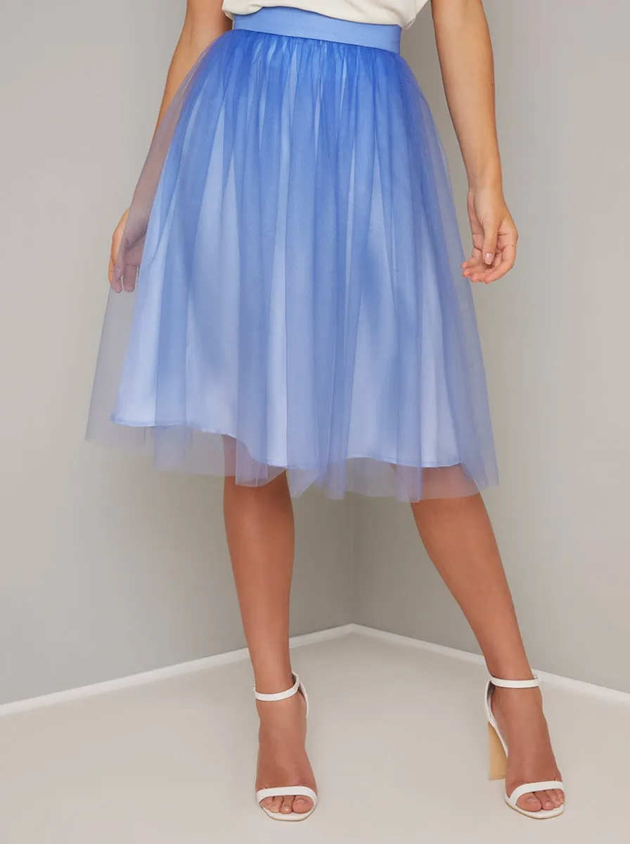 Ombre Tulle Midi Skirt in Blue sold by Chi Chi London product image thumbnail 2