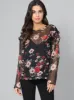 Floral Ruffle Detail Top in Black sold by Chi Chi London