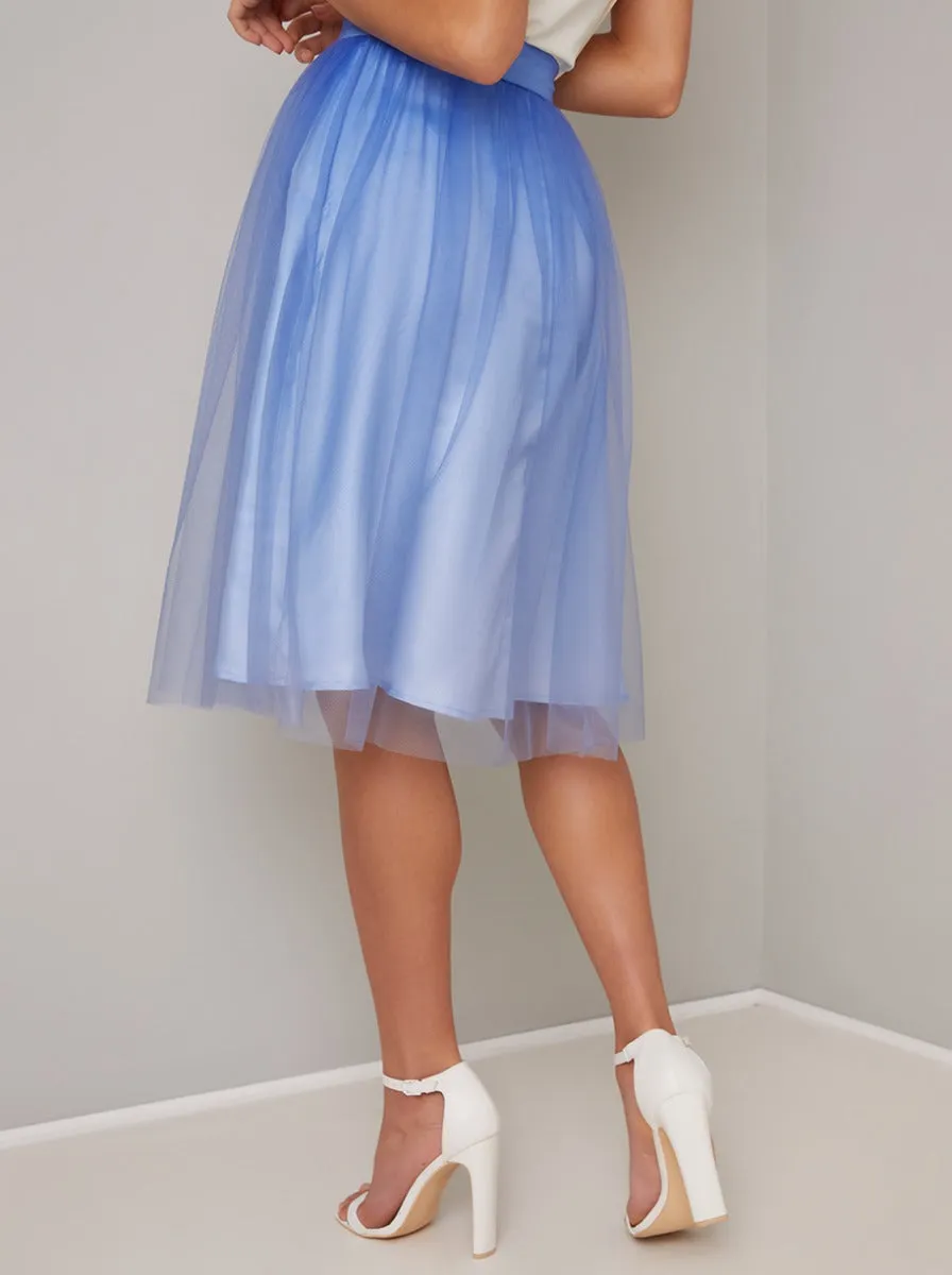 Ombre Tulle Midi Skirt in Blue sold by Chi Chi London product image thumbnail 4