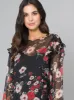Floral Ruffle Detail Top in Black sold by Chi Chi London