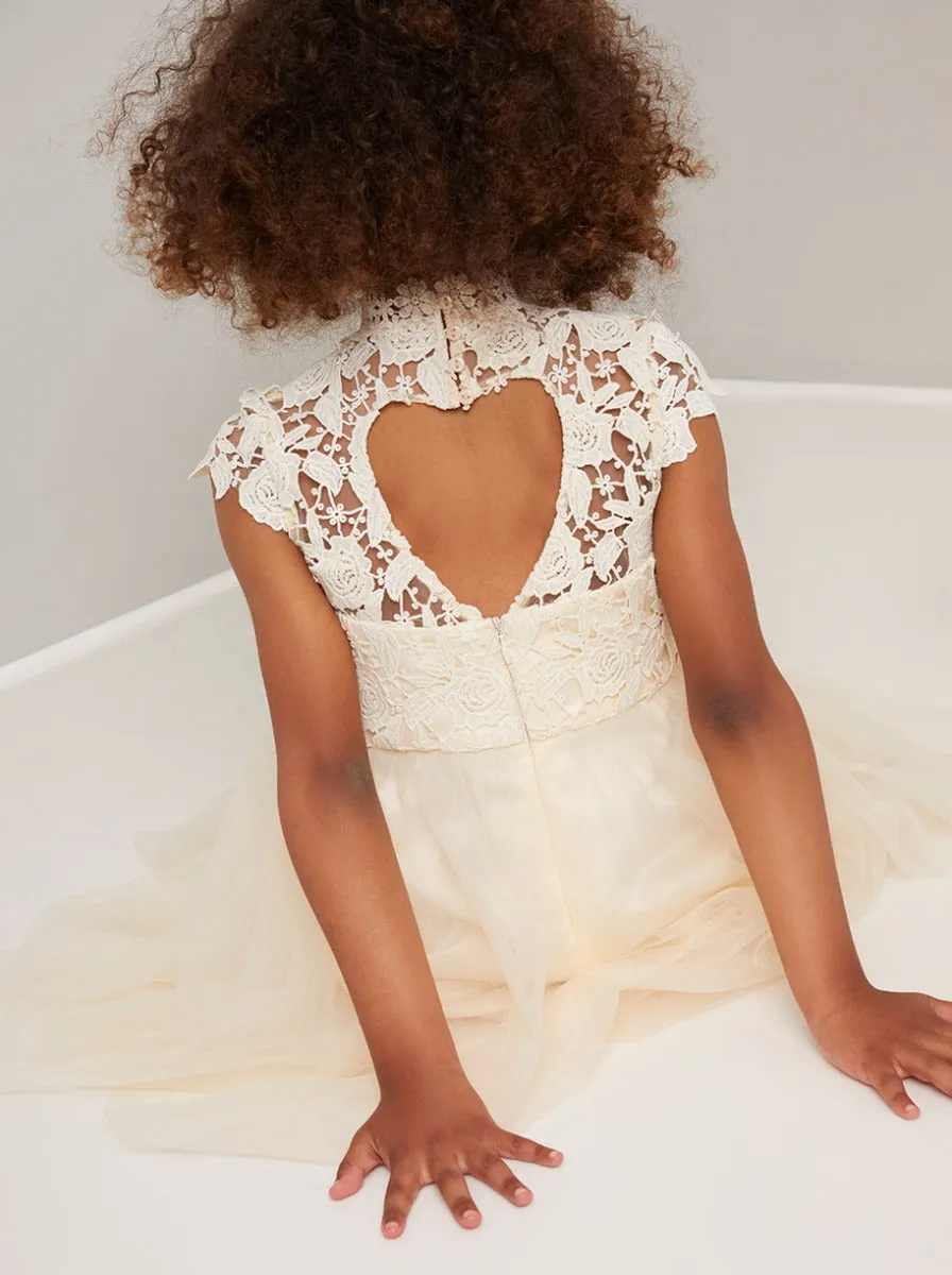 Girls Lace Bodice Tulle Flowergirl Dress in Cream sold by Chi Chi London product image thumbnail 2