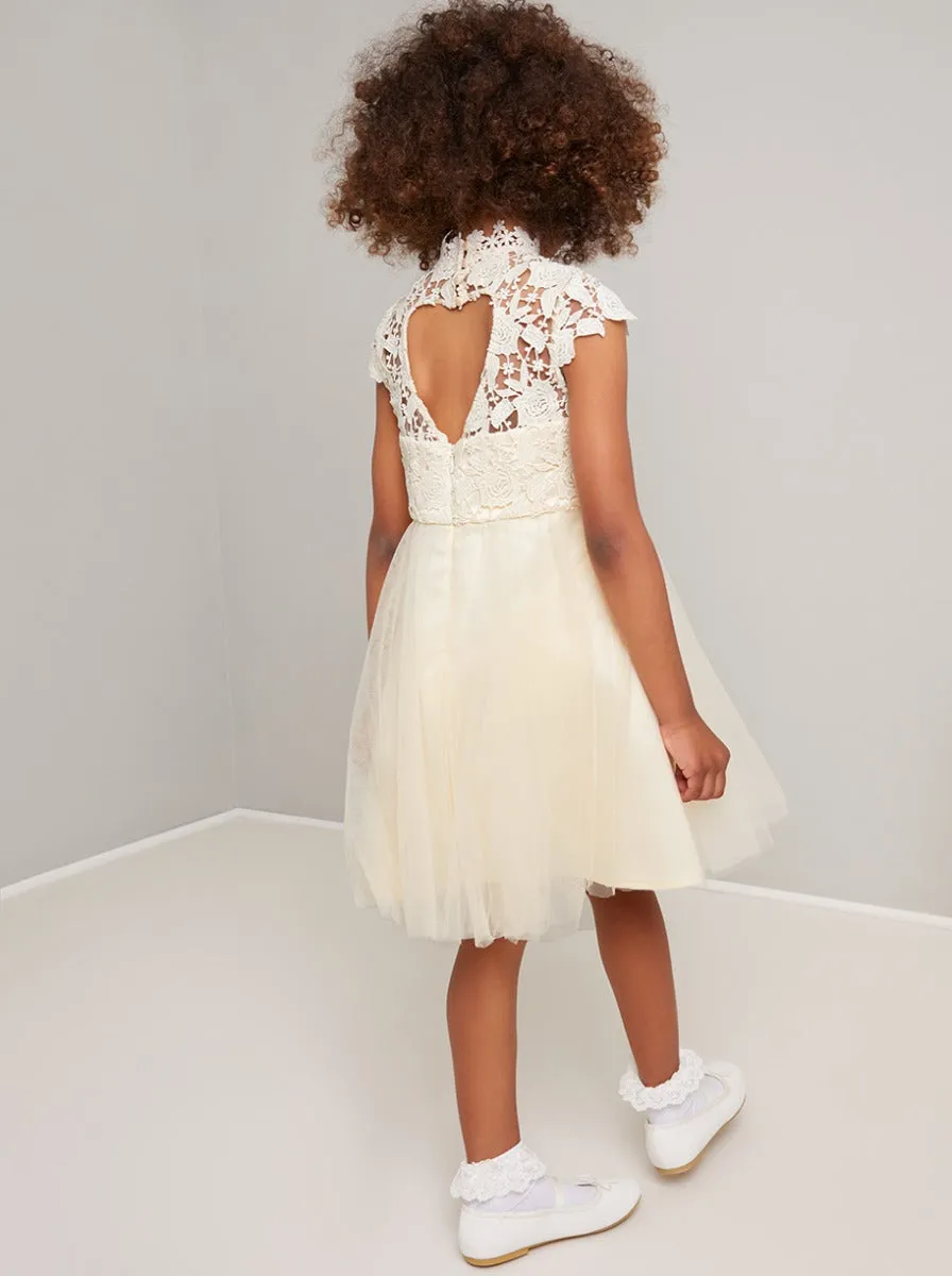 Girls Lace Bodice Tulle Flowergirl Dress in Cream sold by Chi Chi London product image thumbnail 3
