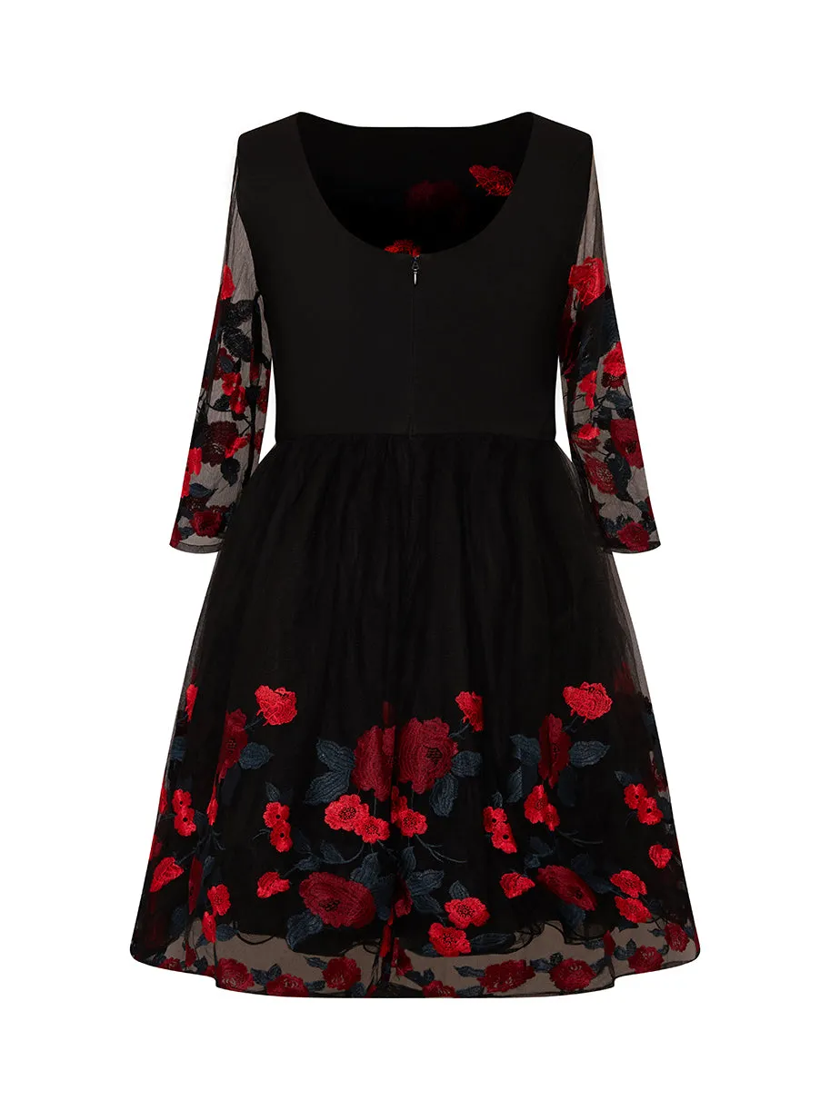 Plus Size Floral Embroidered Midi Dress in Black sold by Chi Chi London product image thumbnail 2