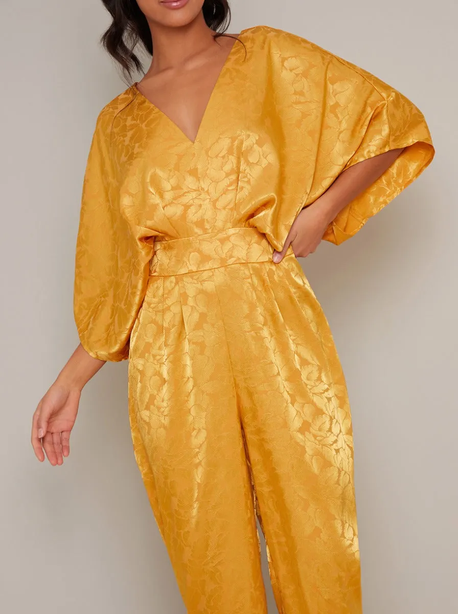 Petite Batwing Straight Leg Jumpsuit in Yellow sold by Chi Chi London product image thumbnail 3