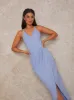 Bodycon Maxi Dress With Wrap Detail in Blue sold by Chi Chi London