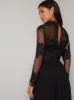 Lace Bodice Sheer Sleeved Midi Dress in Black sold by Chi Chi London