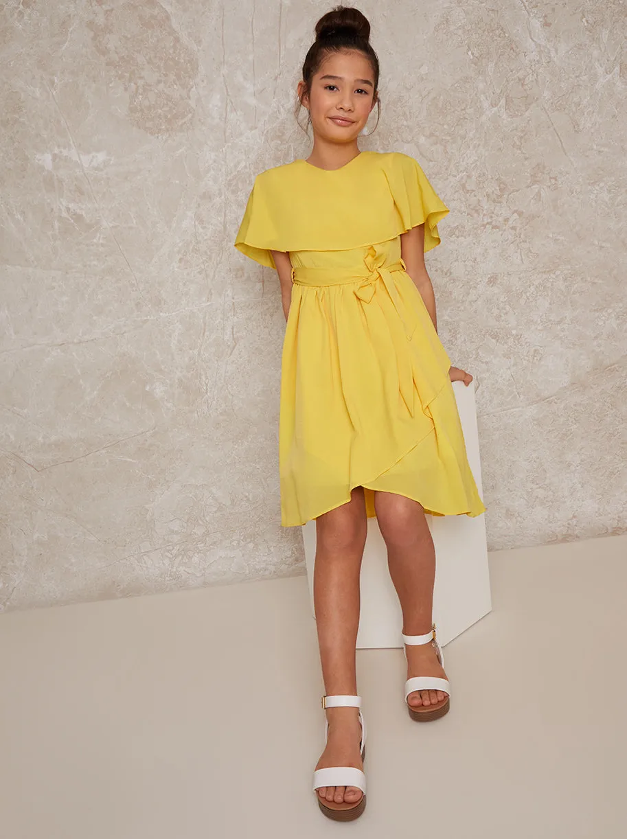 Girls Wrap Midi Dress in Yellow sold by Chi Chi London product image thumbnail 2