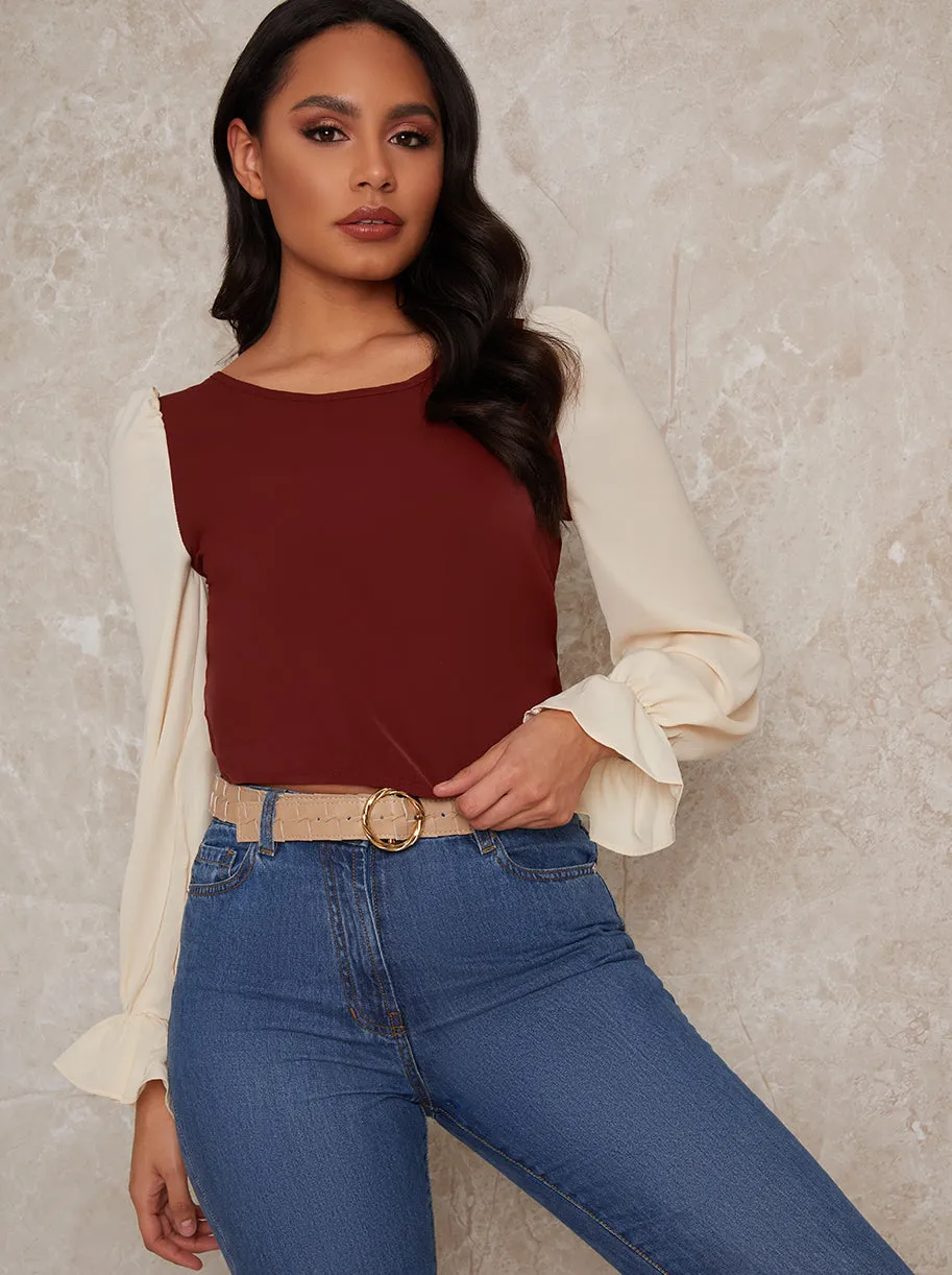 Long Sleeve Colourblock Top in Multicolour sold by Chi Chi London