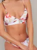 Floral Print Cami Strap Bikini Top in White sold by Chi Chi London