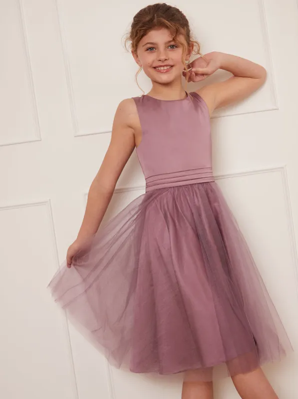 Older Girls Tulle Midi Dress in Lilac sold by Chi Chi London