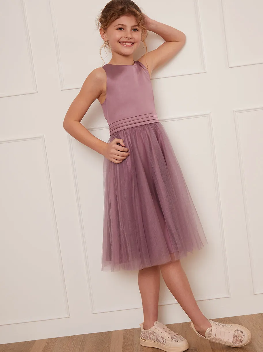 Older Girls Tulle Midi Dress in Lilac sold by Chi Chi London product image thumbnail 4