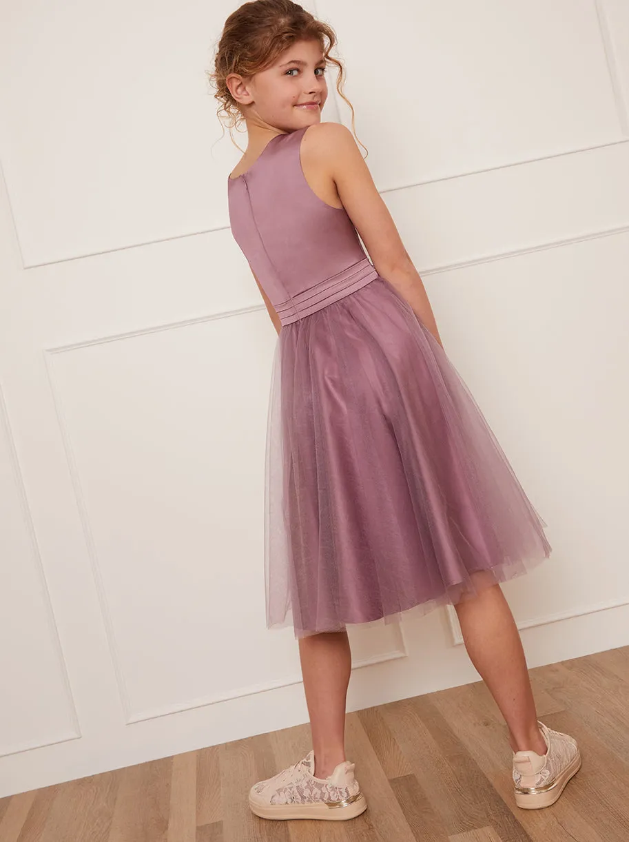 Older Girls Tulle Midi Dress in Lilac sold by Chi Chi London product image thumbnail 5
