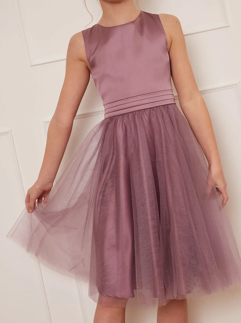 Older Girls Tulle Midi Dress in Lilac sold by Chi Chi London product image thumbnail 3