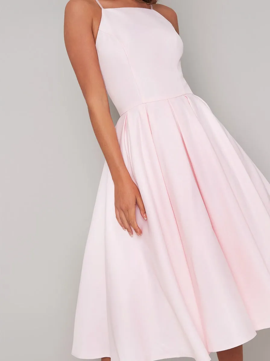 Cami Strap Plain Midi Dress in Pink sold by Chi Chi London product image thumbnail 2