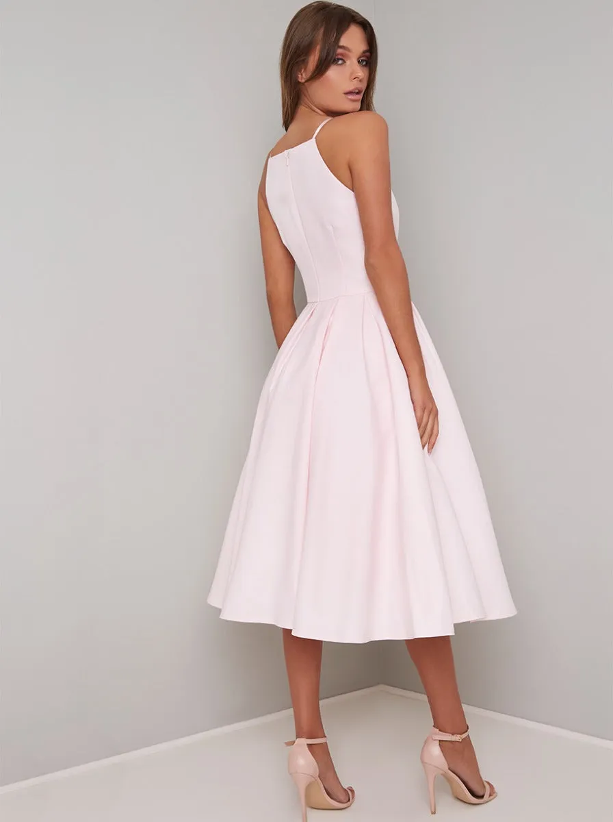 Cami Strap Plain Midi Dress in Pink sold by Chi Chi London product image thumbnail 3