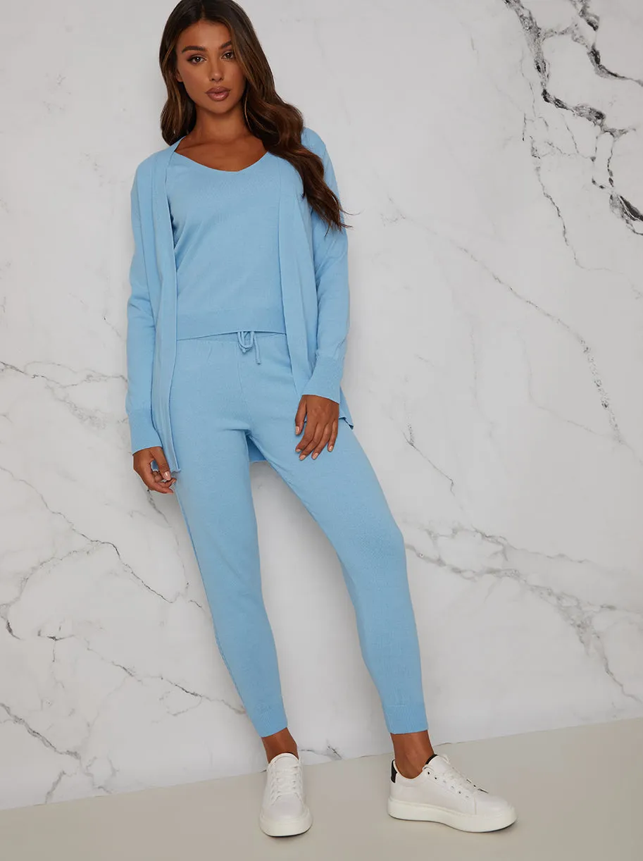 3 Piece Cardigan Loungewear Set in Blue sold by Chi Chi London