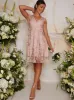 Lace Midi Dress in Nude sold by Chi Chi London
