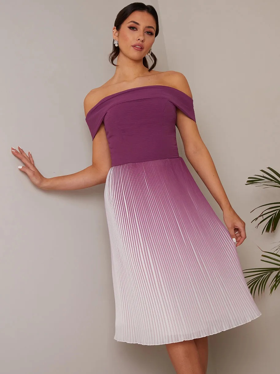 Bardot Ombre Pleated Midi Dress in Purple sold by Chi Chi London product image thumbnail 3