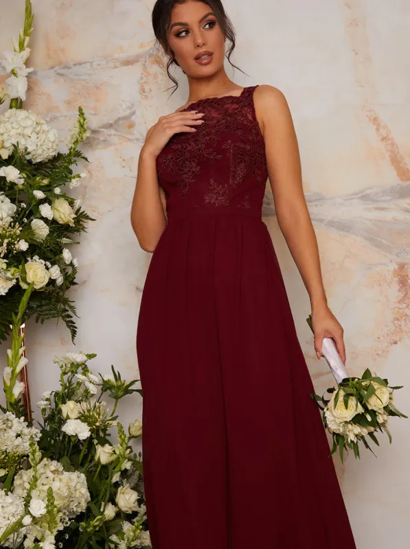 Lace Maxi Dress in Red sold by Chi Chi London