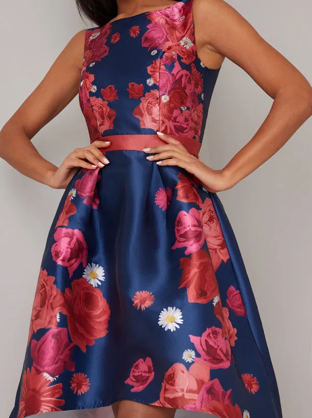 Dip Hem Floral Print Dress in Blue sold by Chi Chi London product image thumbnail 3