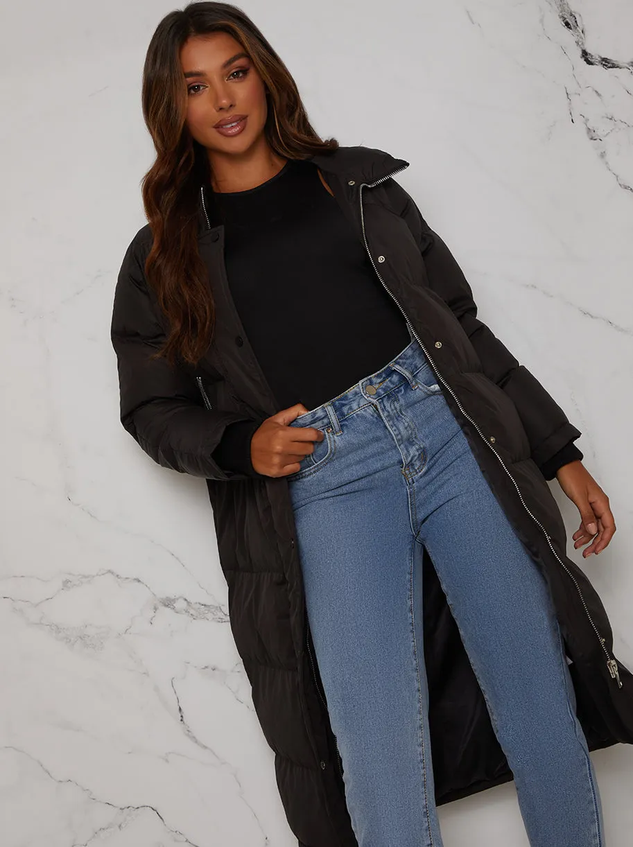 Longline Oversized Padded Puffer Coat in Black sold by Chi Chi London product image thumbnail 2