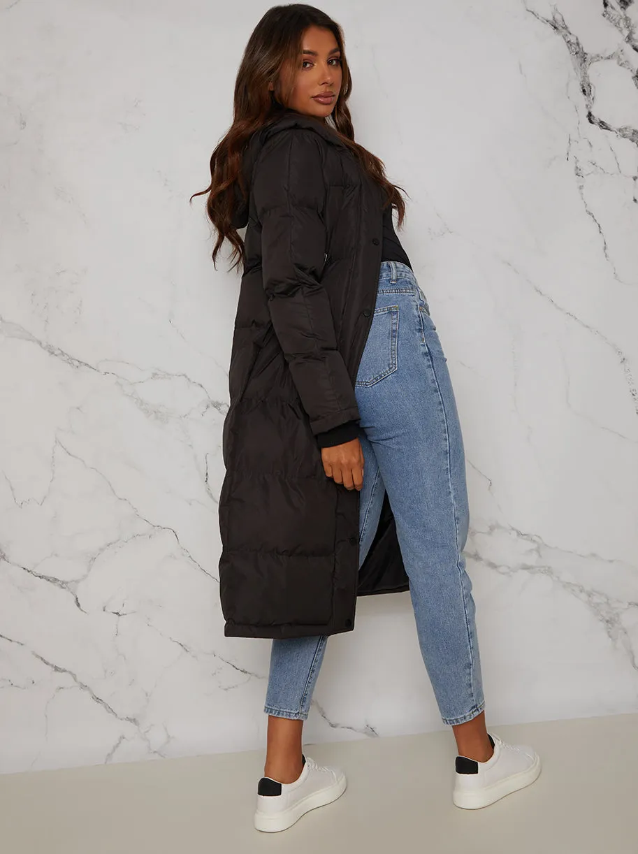 Longline Oversized Padded Puffer Coat in Black sold by Chi Chi London product image thumbnail 3