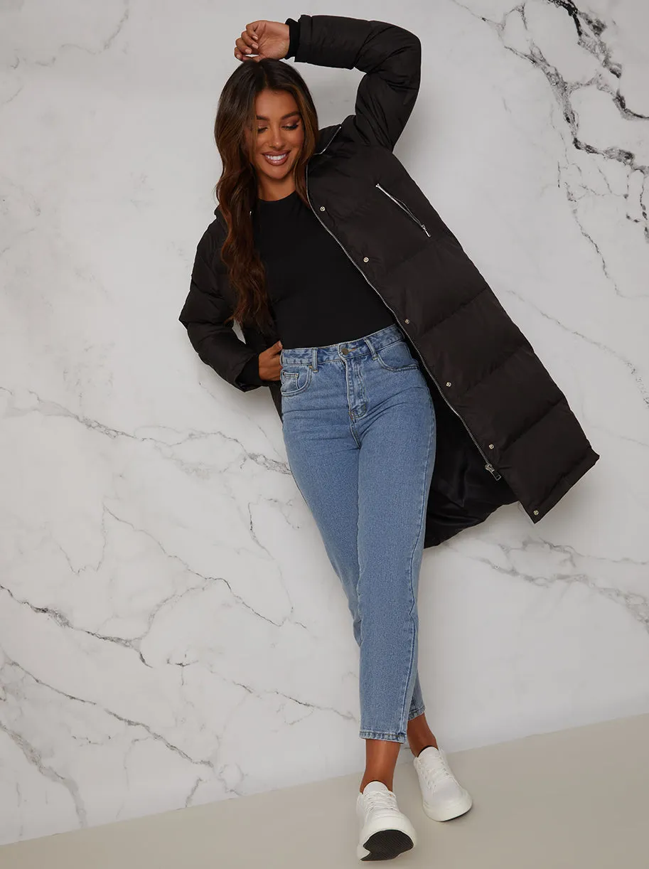 Longline Oversized Padded Puffer Coat in Black sold by Chi Chi London product image thumbnail 4
