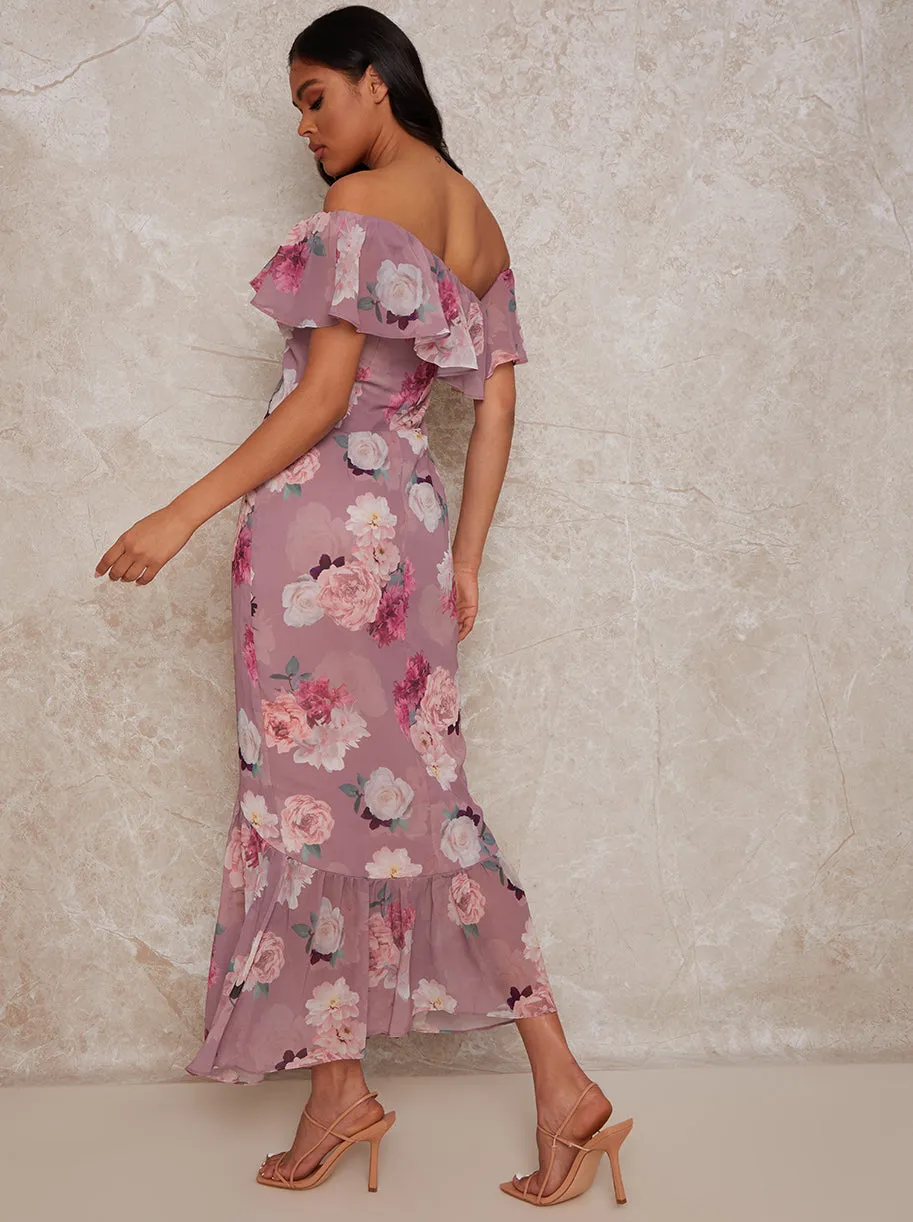 Floral Frill Detail Printed Maxi Dress sold by Chi Chi London product image thumbnail 3